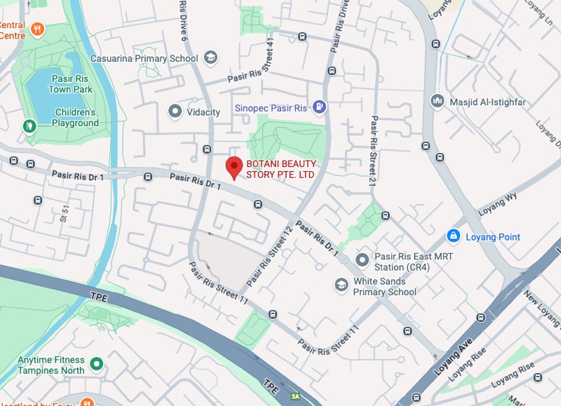 Map showing Botani Beauty Story location in Pasir Ris